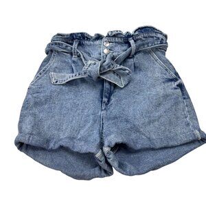 Wild Fable Womens High-Waisted Paperbag Denim Shorts Size S Blue Cotton Blend